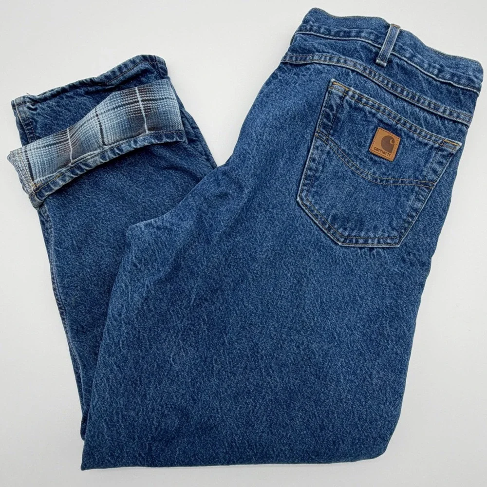 Carhartt B21 DST Flannel Lined Jeans Mens 38x30 Made in USA Relaxed Fit Denim
